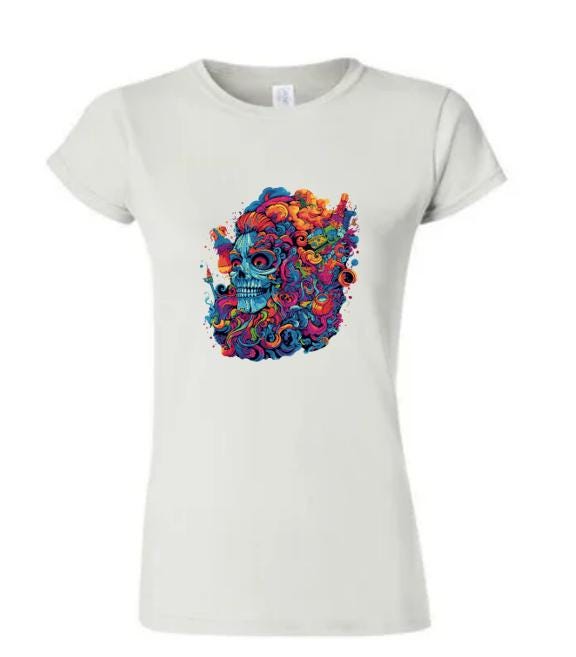 Colorful Psychedelic Skull Shirt - Bold Graphic Tee For Alternative Fashion Lovers