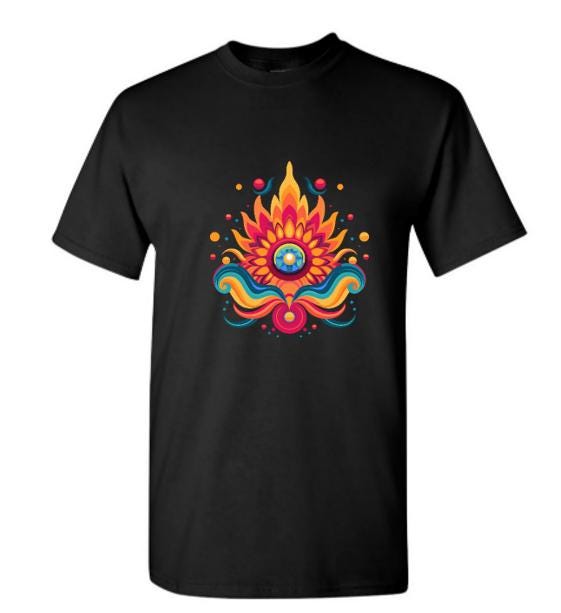 Psychedelic Vibrant Boho-Inspired Graphic Tee for Free Spirits