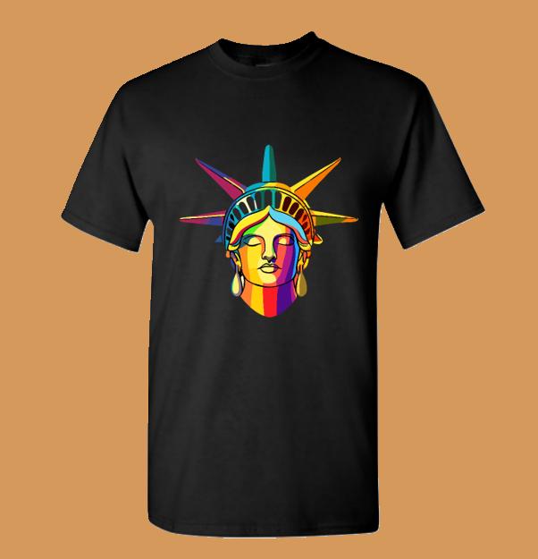 Psychedelic Statue of Liberty Face T-Shirt - Artistic Graphic Tee