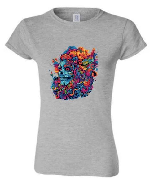 Colorful Psychedelic Skull Shirt - Bold Graphic Tee For Alternative Fashion Lovers